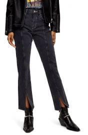 Topshop High Waist Split Hem Ankle Straight Leg Jeans at Nordstrom